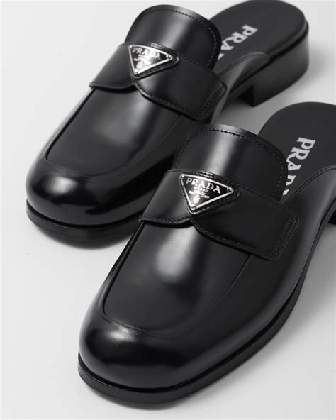 prada leather logo mules|prada mules.